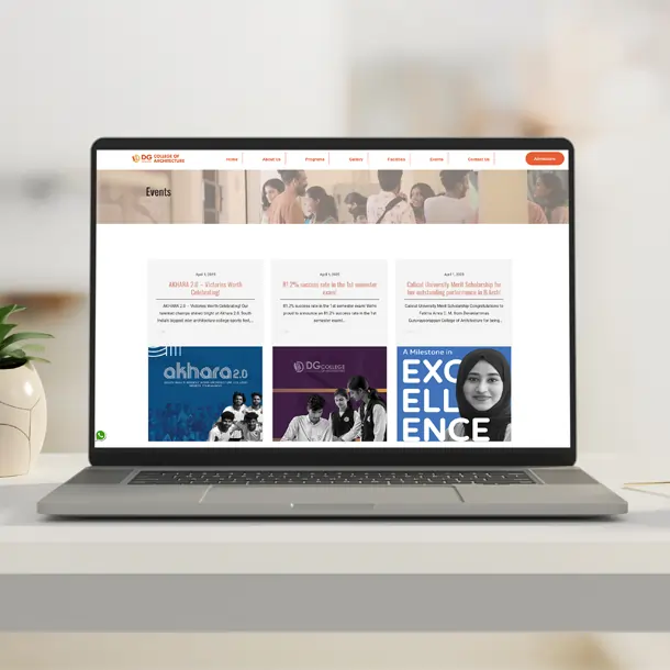 DG college of architecture website laptop view