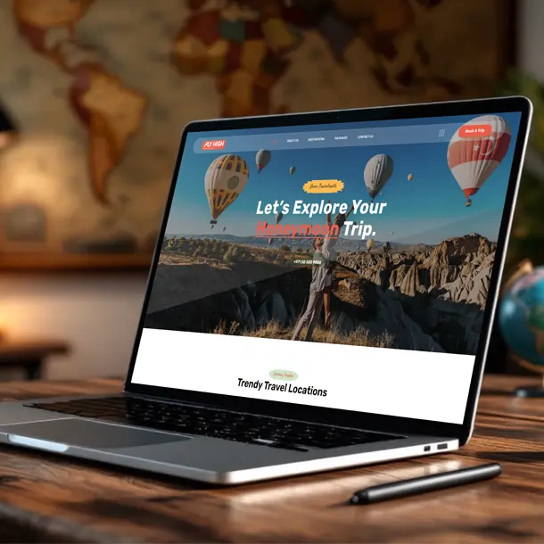 fly high website laptop view