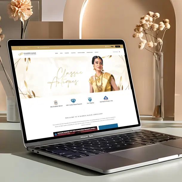 Harris nadar jewellery webiste laptop view
