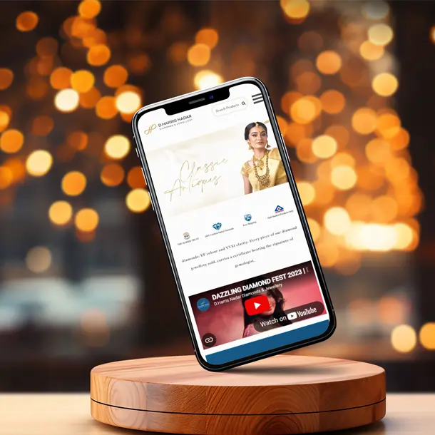 Harris nadar jewellery webiste phonne view