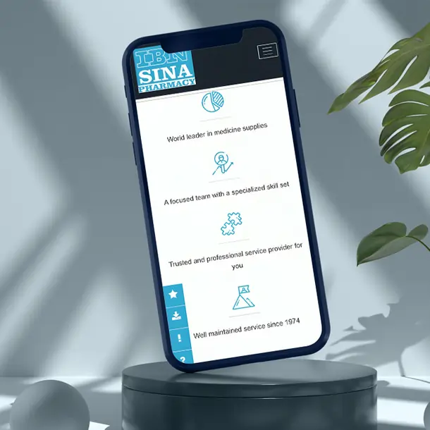 ibnsina Pharmacy webiste mobile view